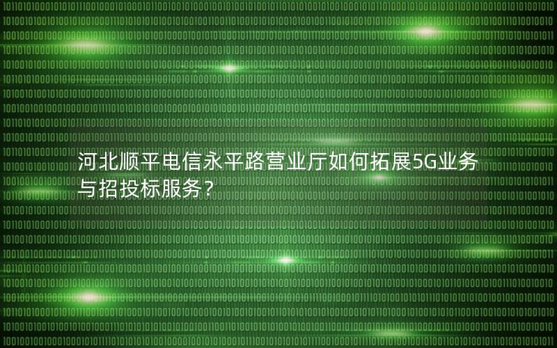 河北顺平电信永平路营业厅如何拓展5G业务与招投标服务？