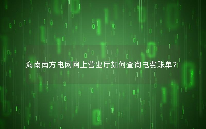 海南南方电网网上营业厅如何查询电费账单？