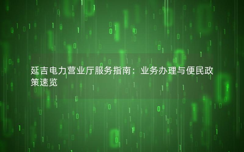 延吉电力营业厅服务指南：业务办理与便民政策速览