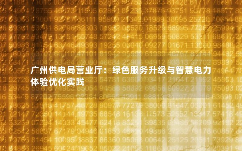 广州供电局营业厅：绿色服务升级与智慧电力体验优化实践