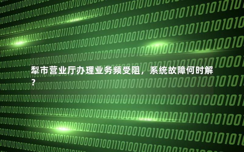 犁市营业厅办理业务频受阻，系统故障何时解？