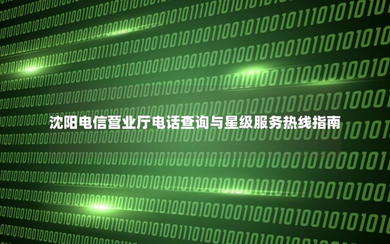 沈阳电信营业厅电话查询与星级服务热线指南