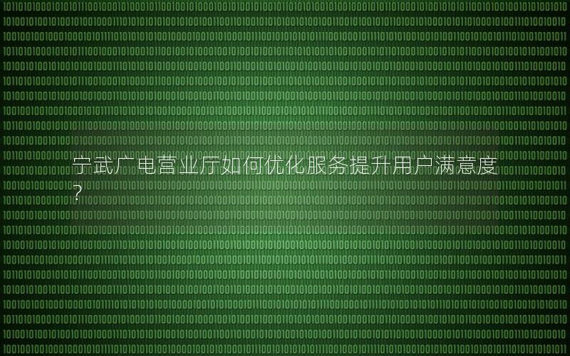 宁武广电营业厅如何优化服务提升用户满意度？