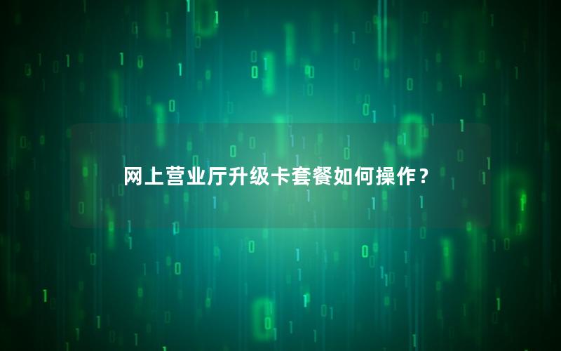 网上营业厅升级卡套餐如何操作？