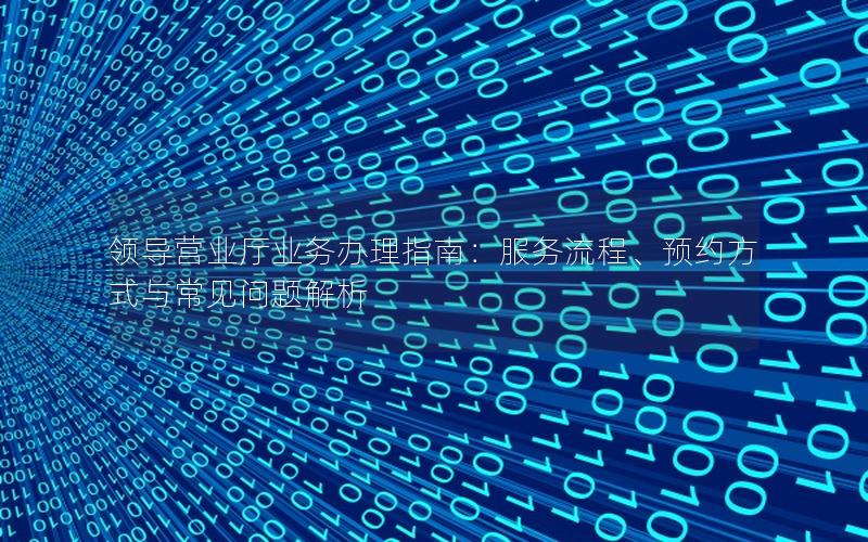 领导营业厅业务办理指南：服务流程、预约方式与常见问题解析