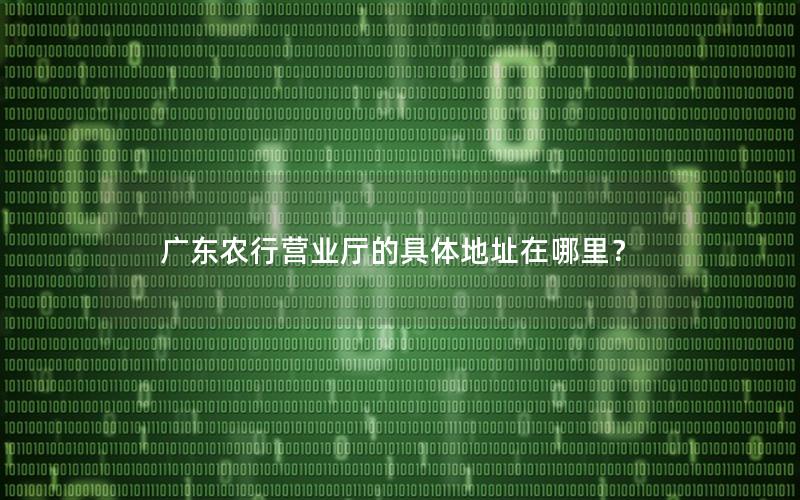 广东农行营业厅的具体地址在哪里？
