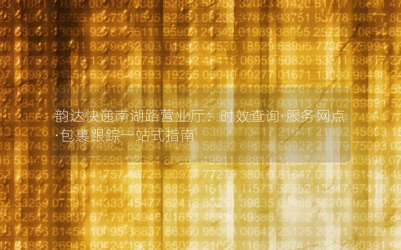 韵达快递南湖路营业厅：时效查询·服务网点·包裹跟踪一站式指南