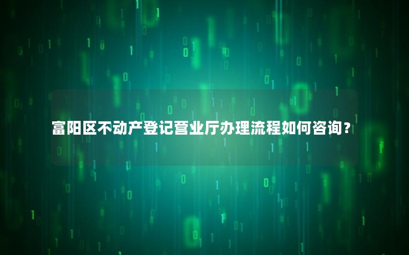 富阳区不动产登记营业厅办理流程如何咨询？