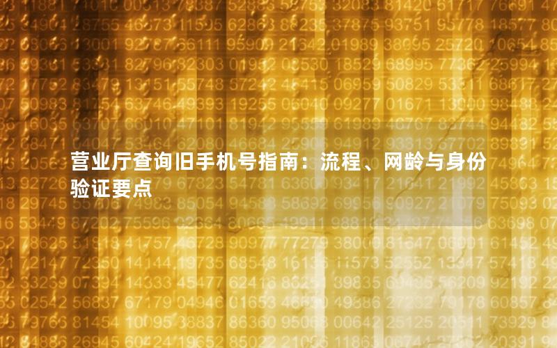 营业厅查询旧手机号指南：流程、网龄与身份验证要点