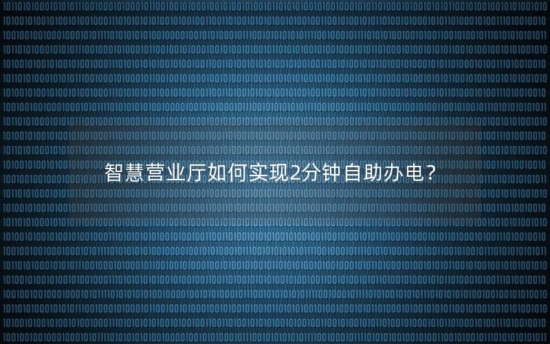 智慧营业厅如何实现2分钟自助办电？