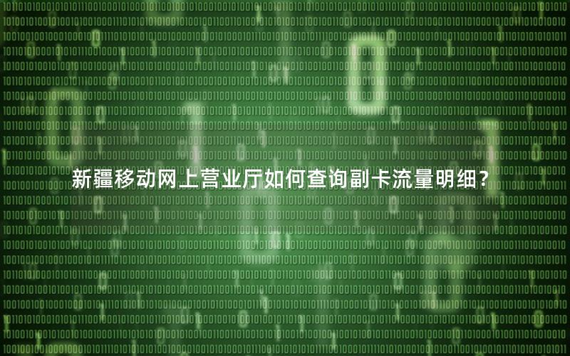 新疆移动网上营业厅如何查询副卡流量明细？