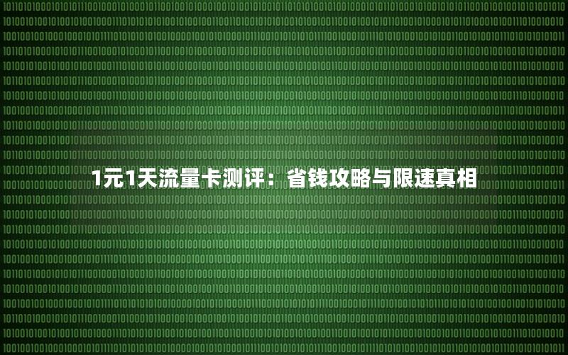 1元1天流量卡测评：省钱攻略与限速真相