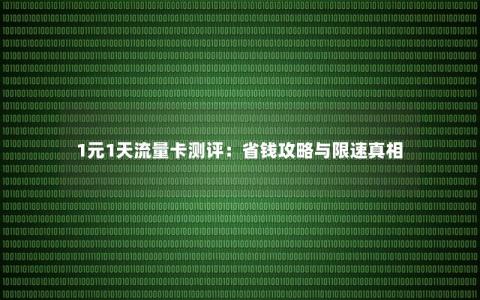 1元1天流量卡测评：省钱攻略与限速真相