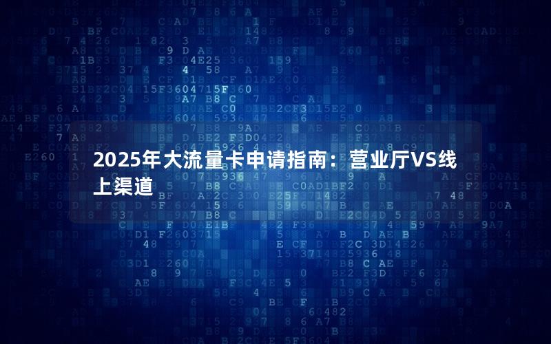 2025年大流量卡申请指南：营业厅VS线上渠道