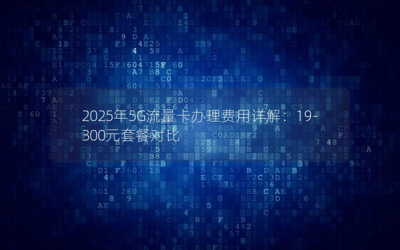 2025年5G流量卡办理费用详解：19-300元套餐对比