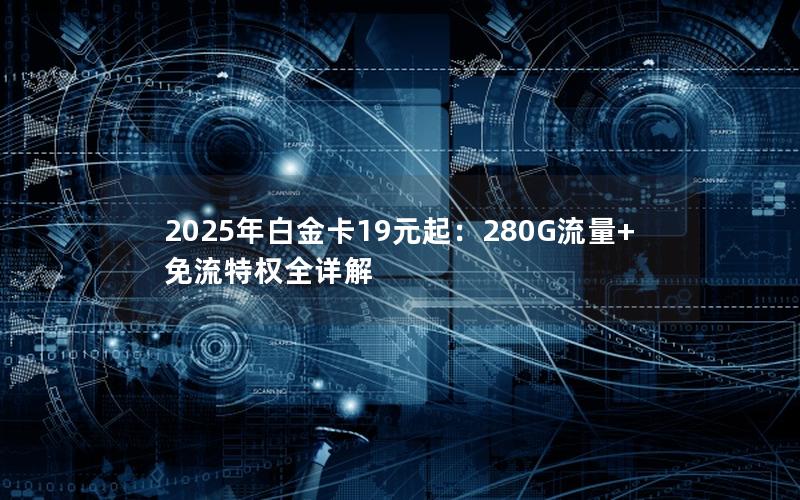 2025年白金卡19元起：280G流量+免流特权全详解