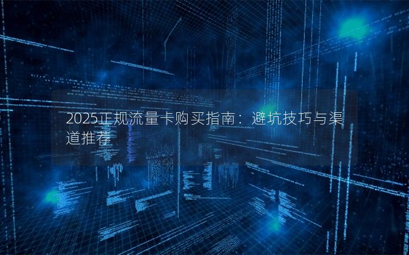 2025正规流量卡购买指南：避坑技巧与渠道推荐