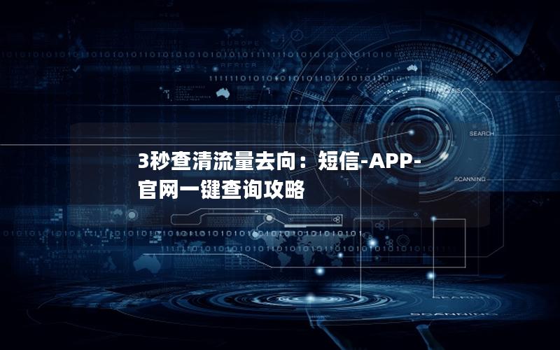 3秒查清流量去向：短信-APP-官网一键查询攻略