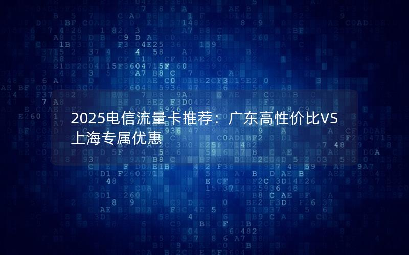 2025电信流量卡推荐：广东高性价比VS上海专属优惠