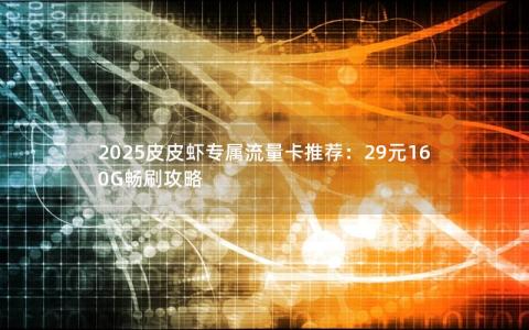 2025皮皮虾专属流量卡推荐：29元160G畅刷攻略