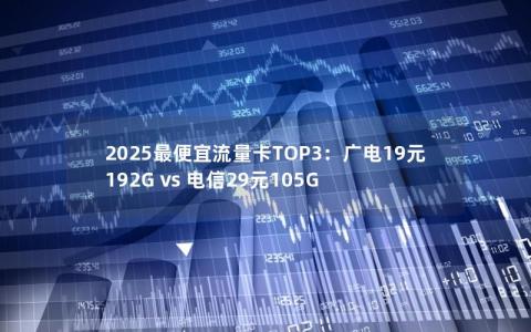 2025最便宜流量卡TOP3：广电19元192G vs 电信29元105G