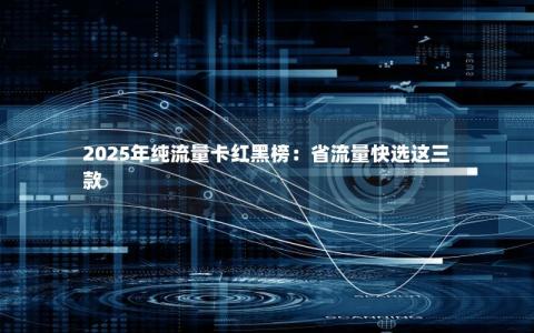 2025年纯流量卡红黑榜：省流量快选这三款