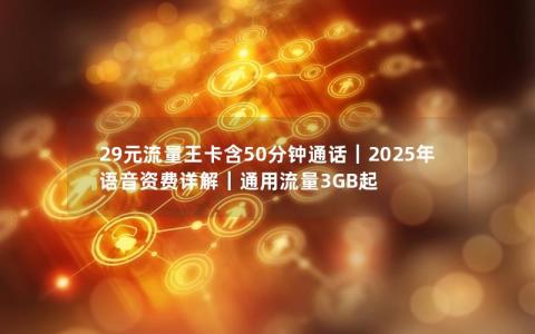 29元流量王卡含50分钟通话｜2025年语音资费详解｜通用流量3GB起