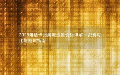 2025电话卡归属地流量价格详解：资费对比与避坑指南
